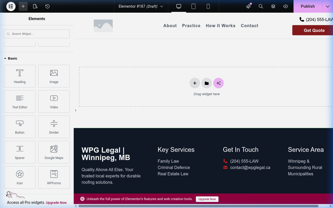 WordPress Elementor Widgets Panel